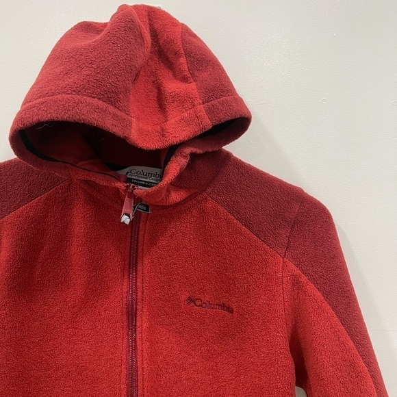Columbia Red Two-Tone Fleece Full Zip Jacket Hood - Picture 4 of 11
